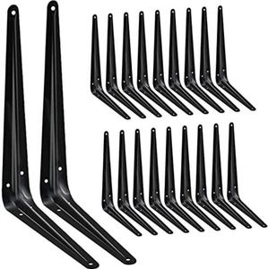 20 Pack Shelf Brackets 12 inches, Heavy Duty Black Iron Metal Floating Shelf